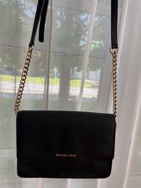 Michael Kors Black Crossbody with Gold Chain Strap